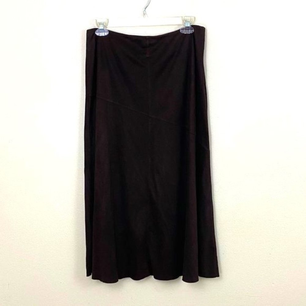 Vintage Kate Hill Brown Faux Suede A-Line Midi Skirt